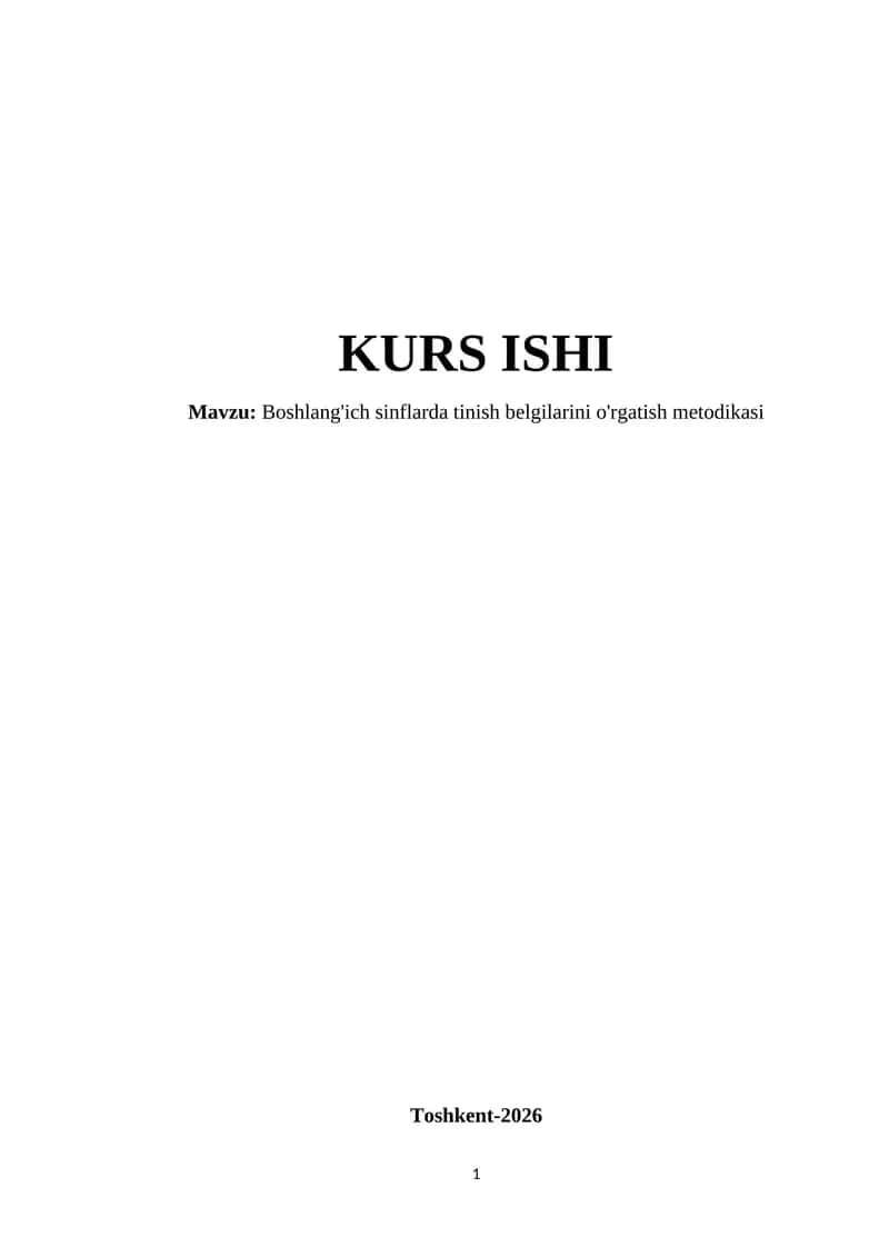 Boshlang'ich sinflarda tinish belgilarini o'rgatish metodikasi 1