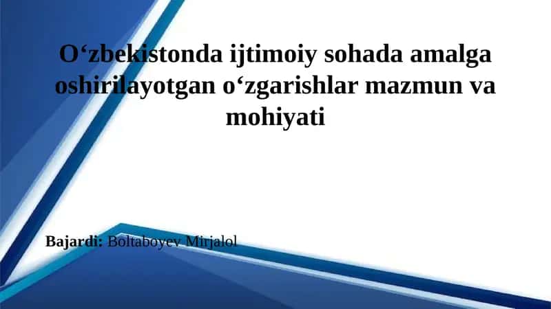 Oʻzbekistonda Ijtimoiy Soha: Yangilanishlar 1