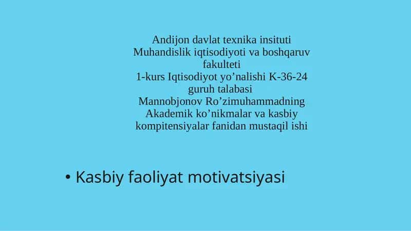 Kasbiy faoliyat motivatsiyasi 1