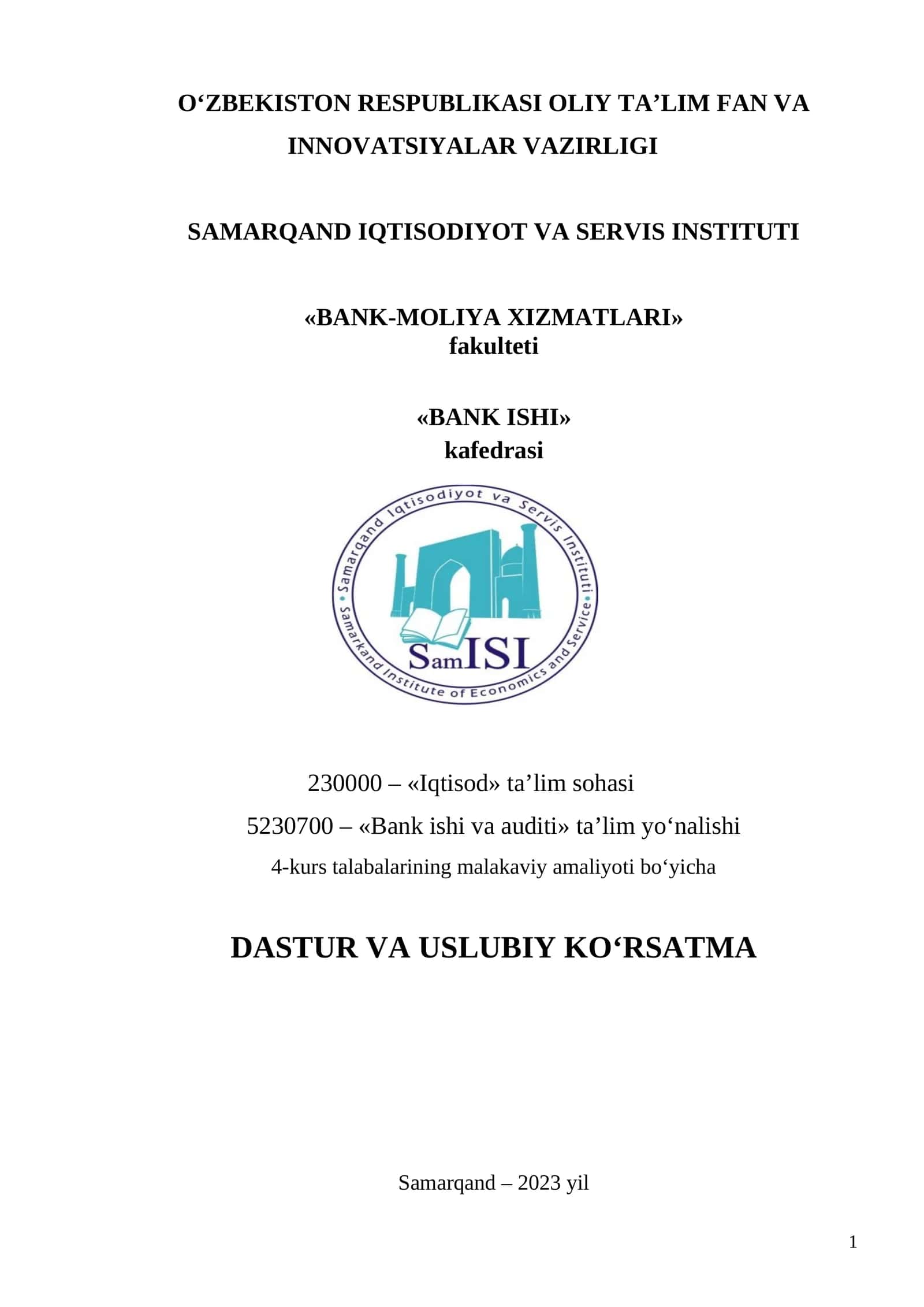 DASTUR VA USLUBIY KO‘RSATMA 1