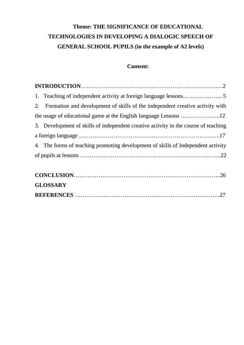The Significance of Educational Technologies in Developing a Dialogic Speech of General School Pupils 1
