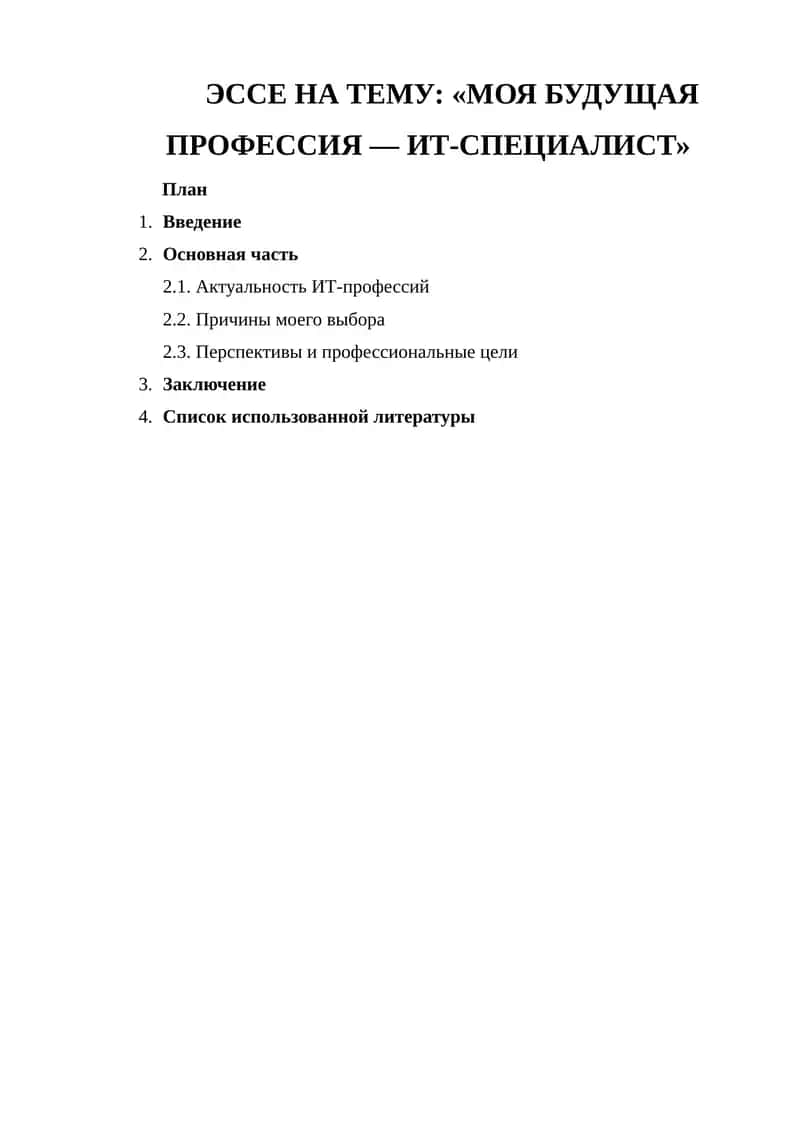 Essay on the topic "My Future Profession - IT Specialist" 1