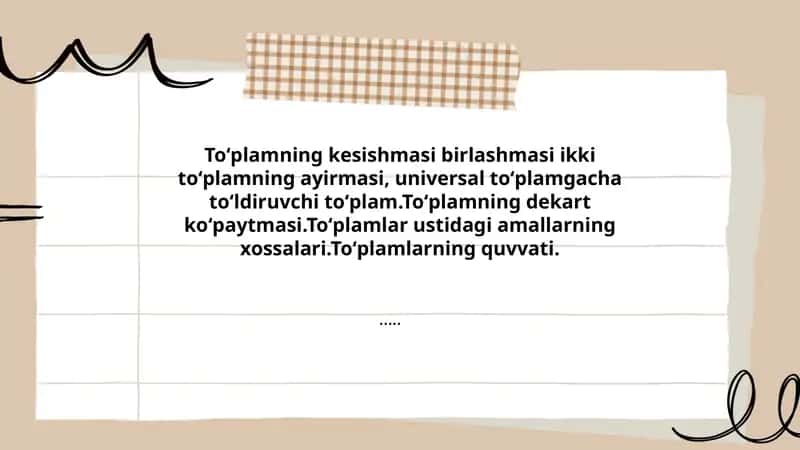 Toʻplamning kesishmasi birlashmasi 1