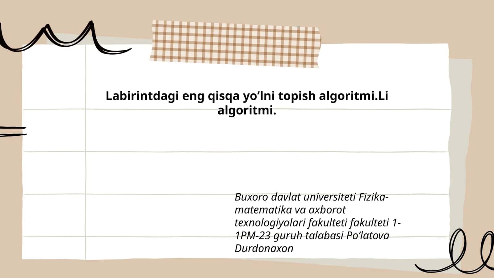 Labirintdagi eng qisqa yo'lni topish algoritmi.Li algoritmi 1