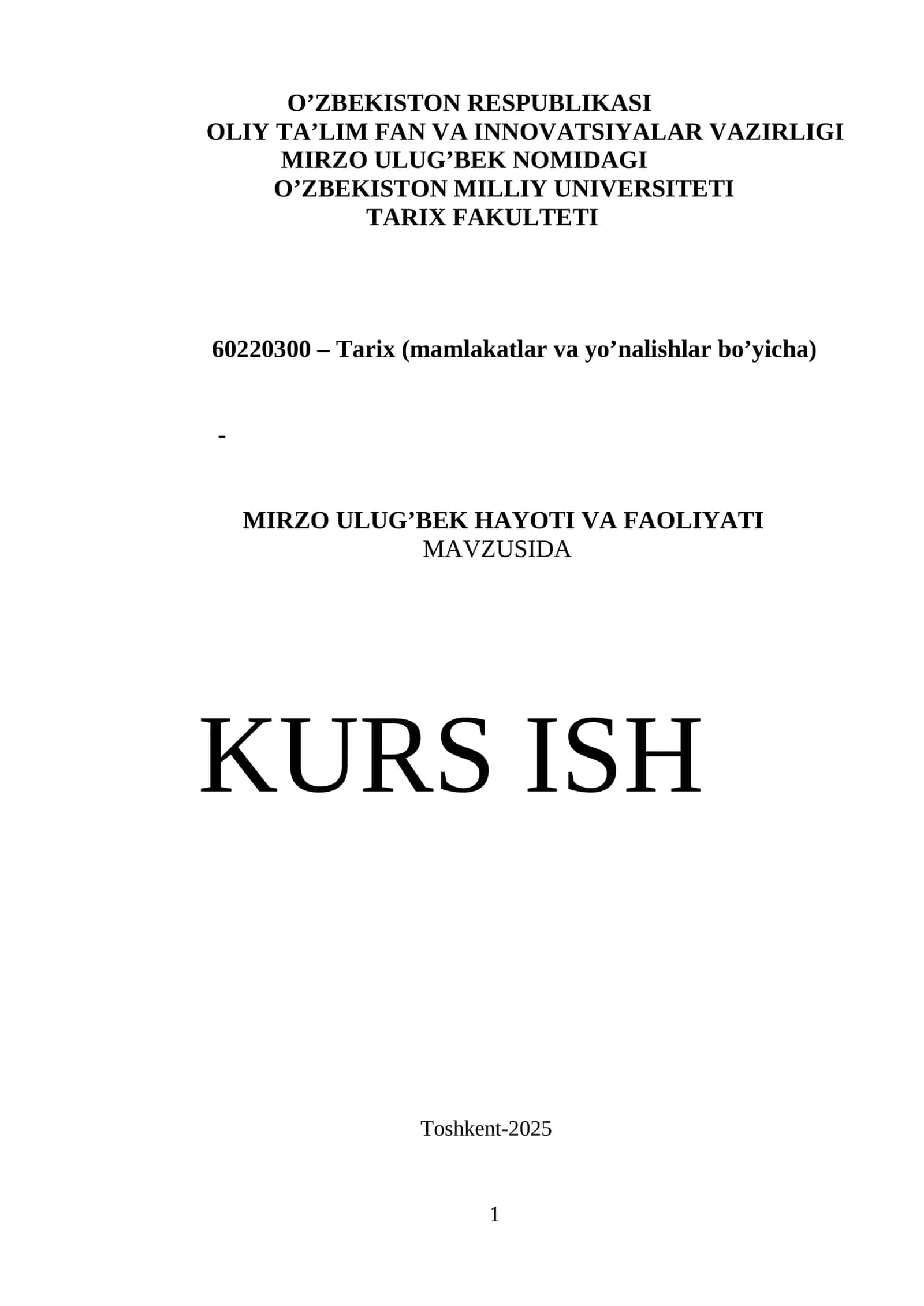 Mirzo Ulug‘bek hayoti va faoliyati 1