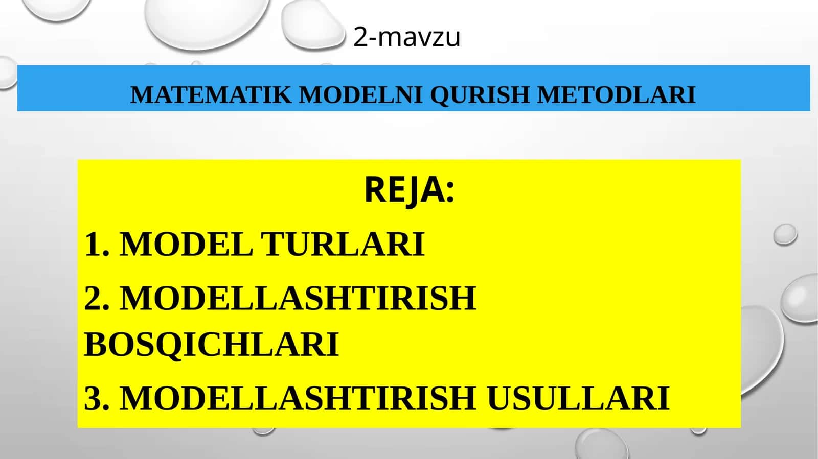 Matematik modelni qurish metodlari 1