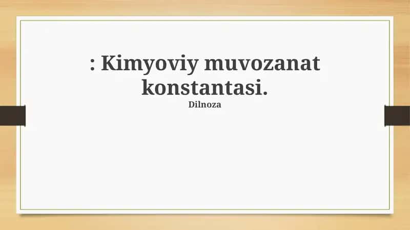 Kimyoviy muvozanat konstantasi 1
