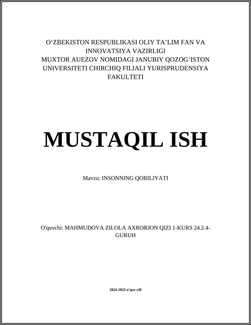 INSONNING QOBILIYATI 1