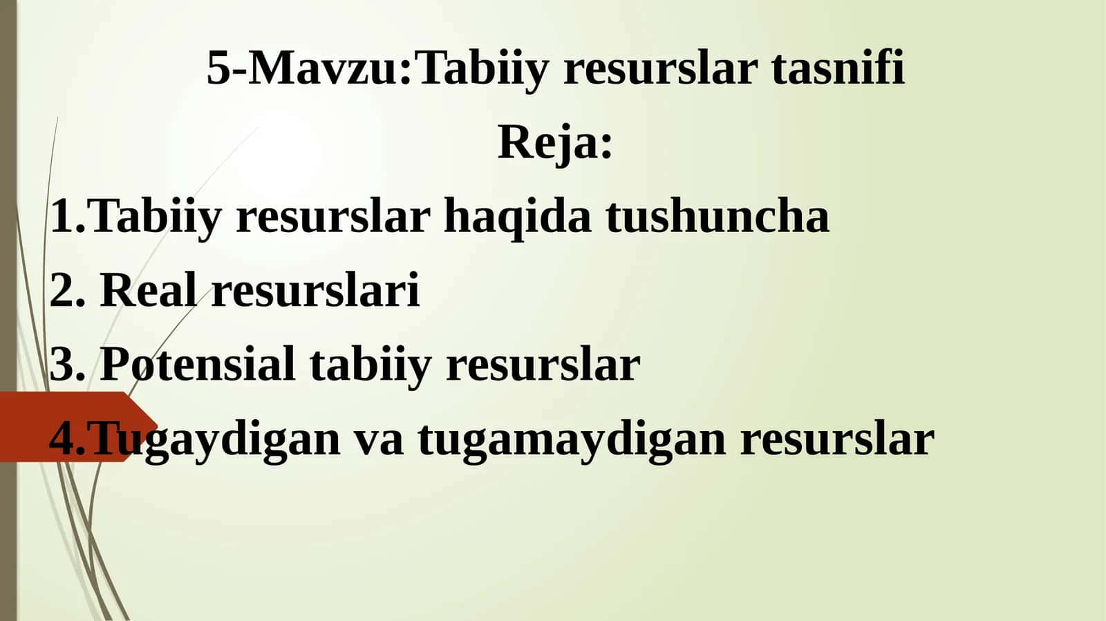 Tabiiy resurslar tasnifi 1