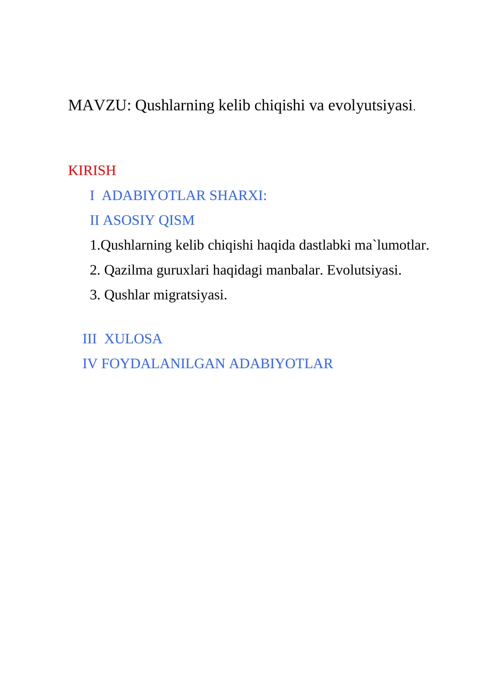 Qushlarning kelib chiqishi va evolyutsiyasi 1