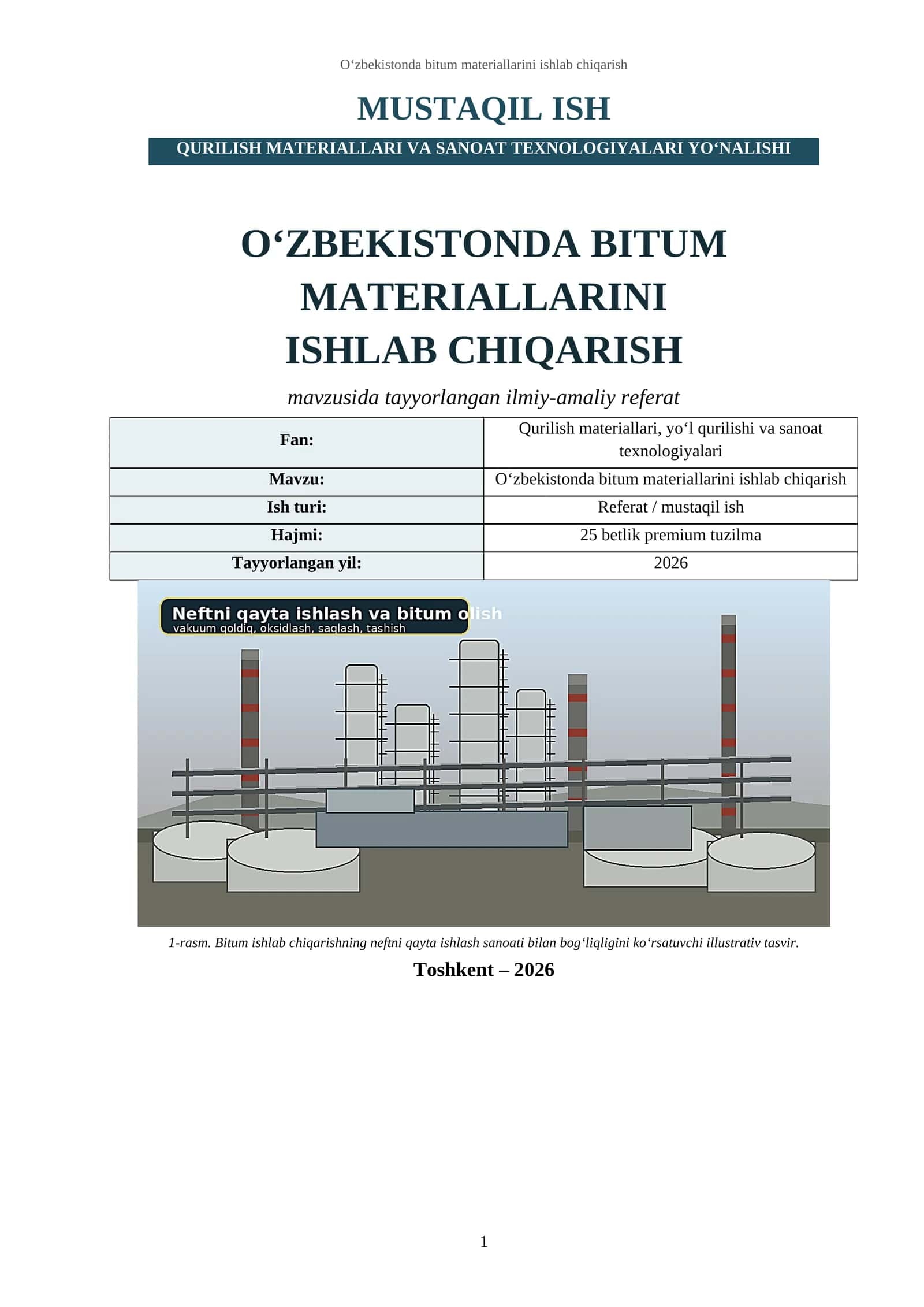 O‘zbekistonda bitum materiallarini ishlab chiqarish 1
