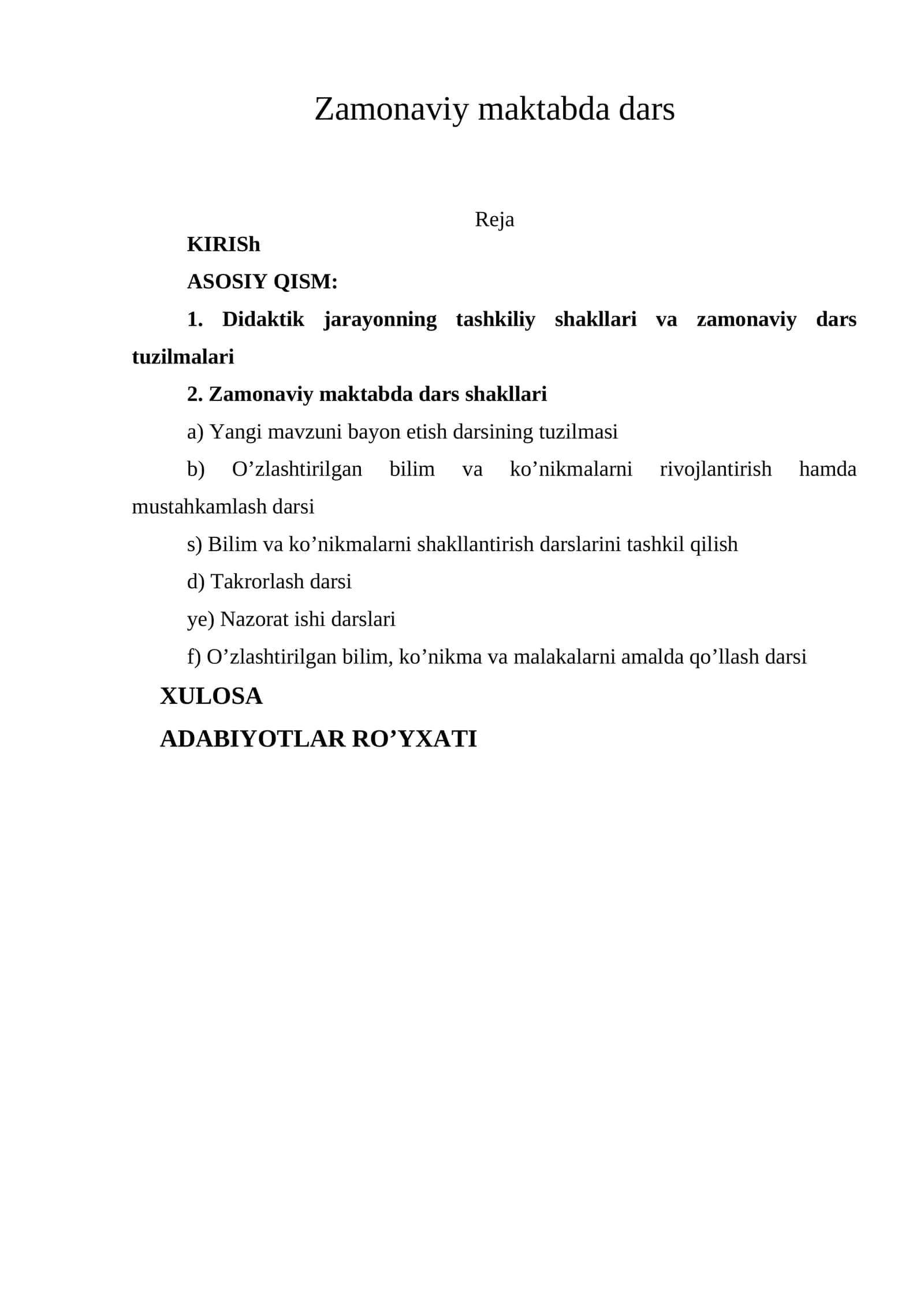 Zamonaviy maktabda dars 1