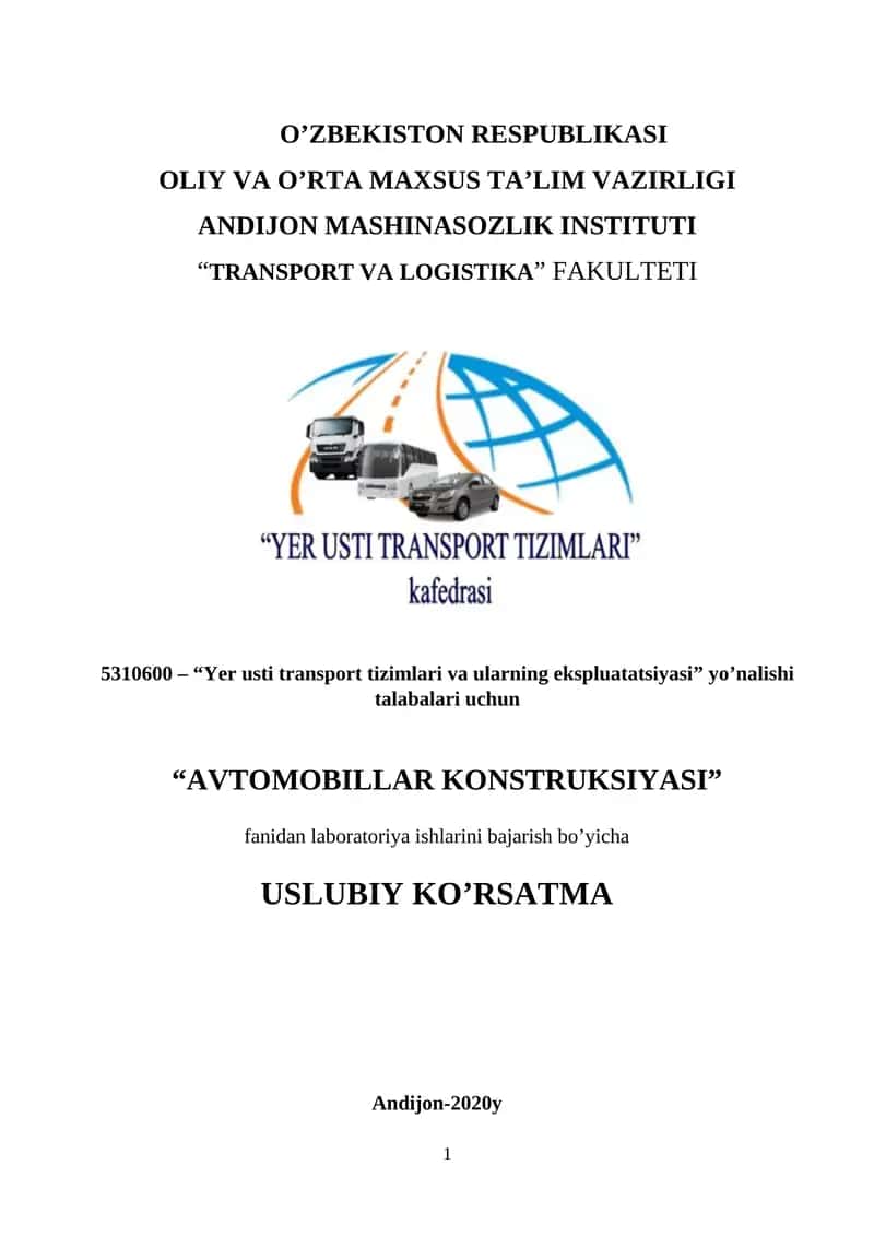 AVTOMOBILLAR KONSTRUKSIYASI 1