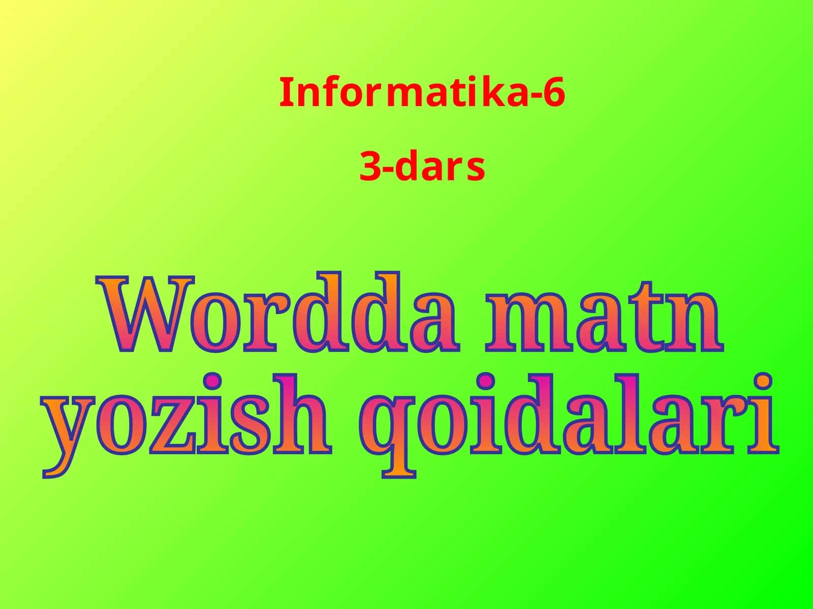 Wordda matn yozish qoidalari 1