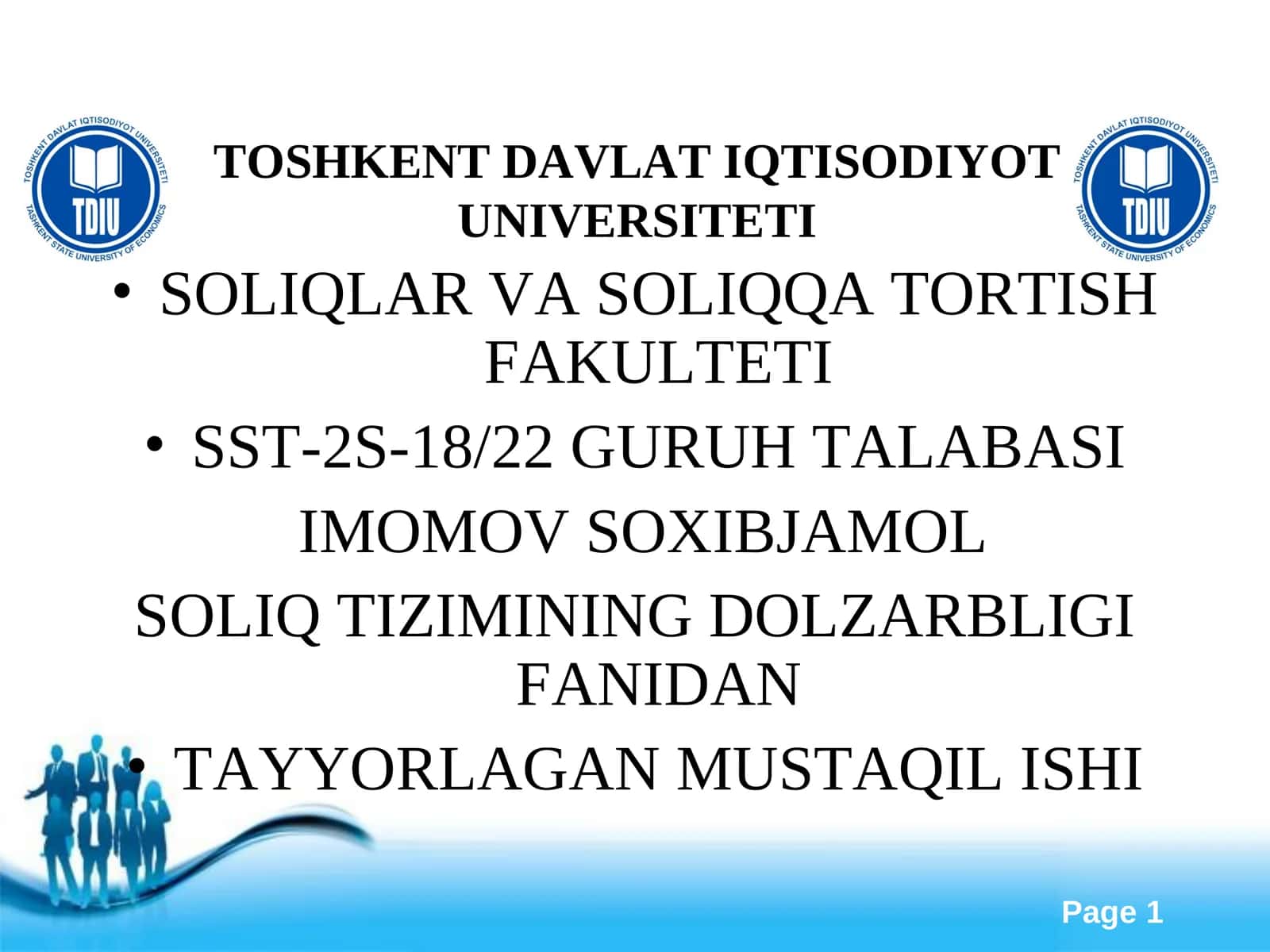 SOLIQLAR VA SOLIQQA TORTISH FAKULTETI 1