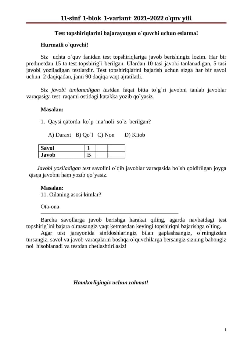 Ona tili va adabiyot 1