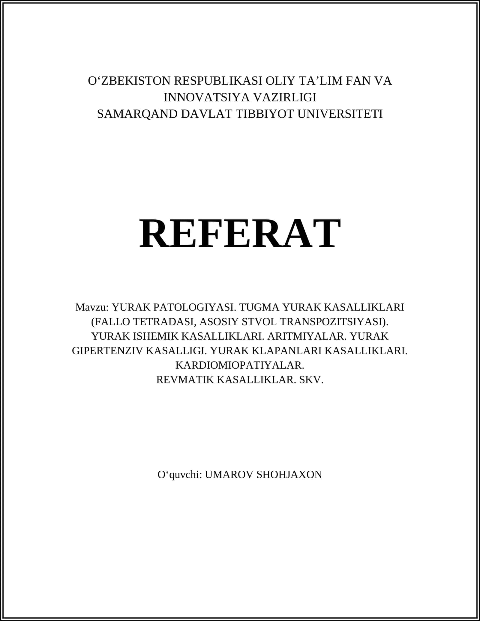 Yurak patologiyasi 1