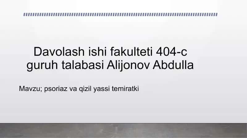 Psoriaz va qizil yassi temir atki 1