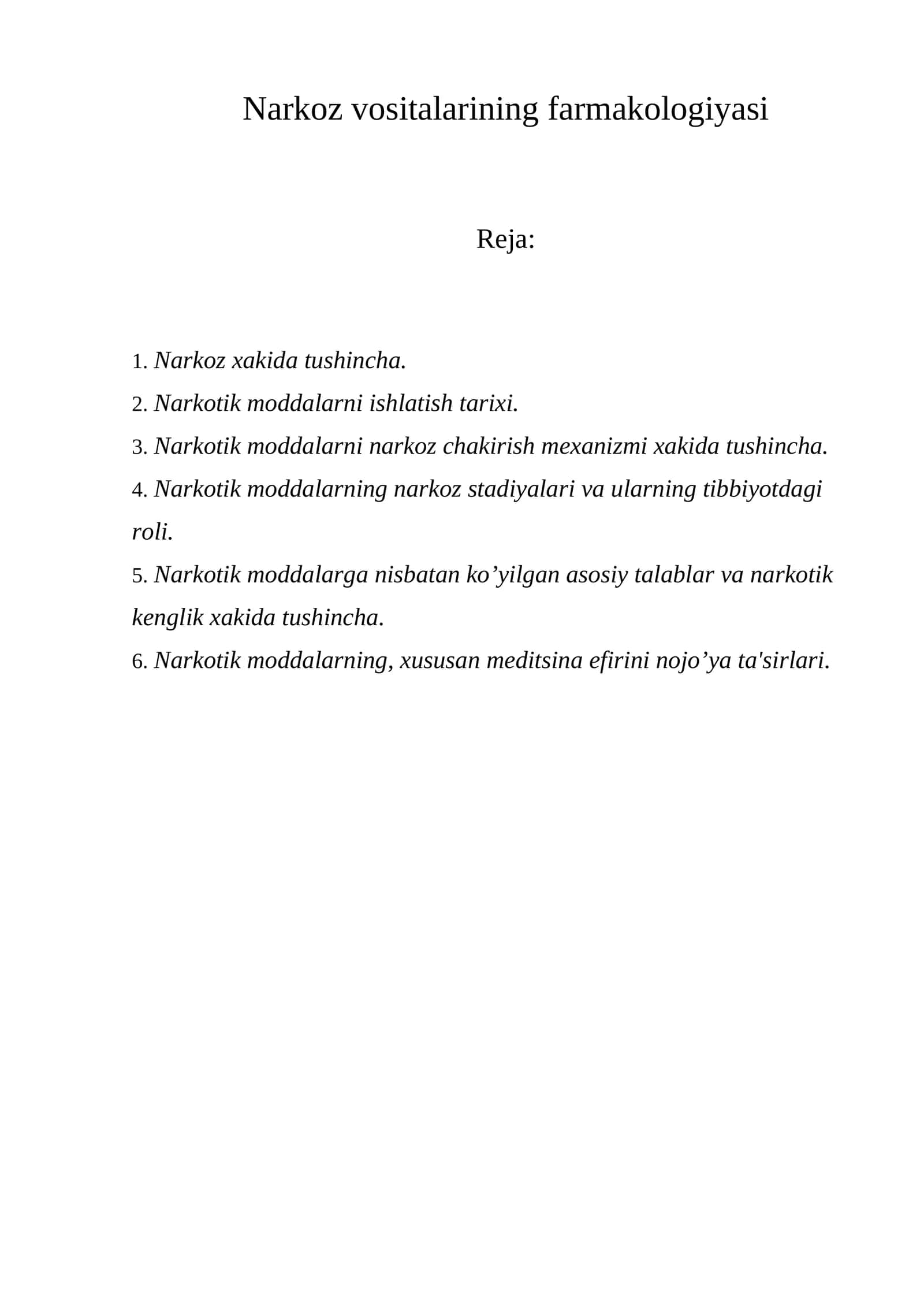 Narkoz vositalarining farmakologiyasi 1