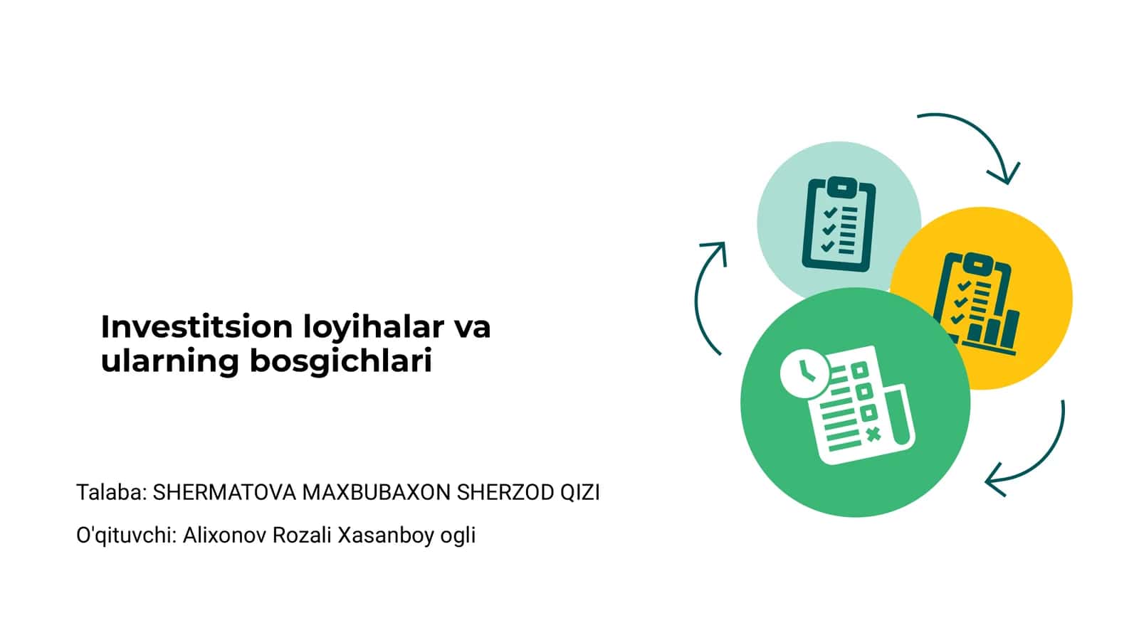 Investitsion loyihalar va ularning bosgichlari 1