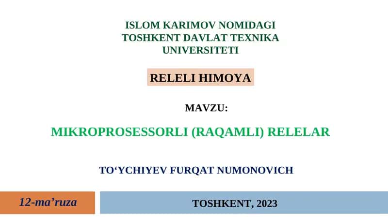 Mikroprosessorli (raqamli) relelar 1