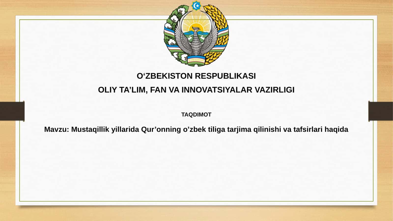 Mustaqillik yillarida Qur'on tarjimalari 1