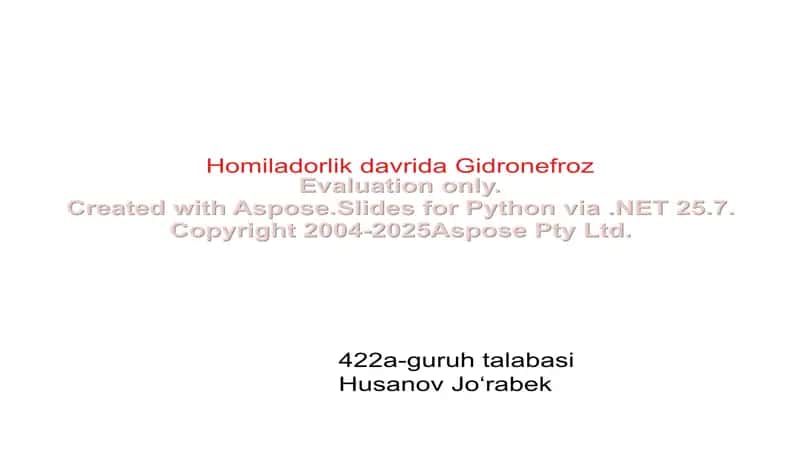 Homiladorlik davrida Gidronefroz 1