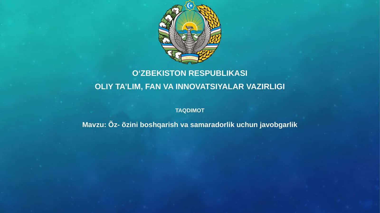 O'z-o'zini boshqarish va samaradorlik 1