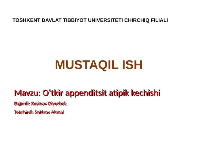 Oʻtkir appenditsita tipik kechishi 1