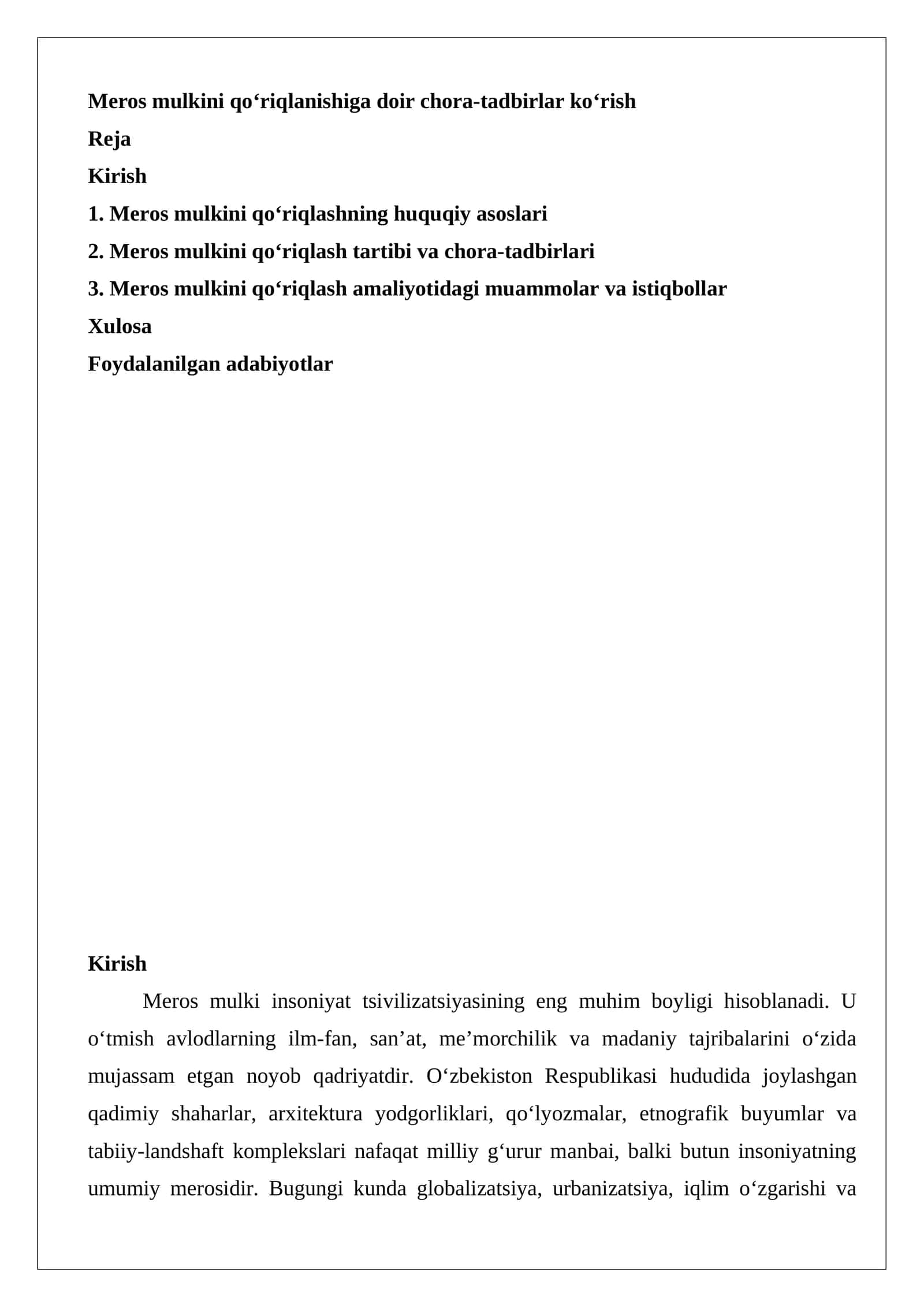 Meros mulkini qo‘riqlanishiga doir chora-tadbirlar ko‘rish 1