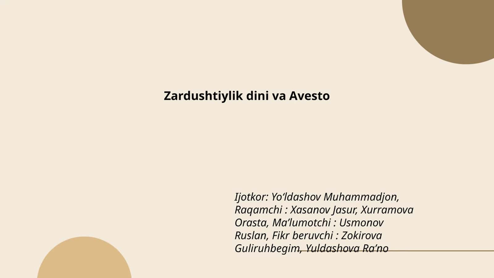 Zardushtiylik dini va Avesto 1