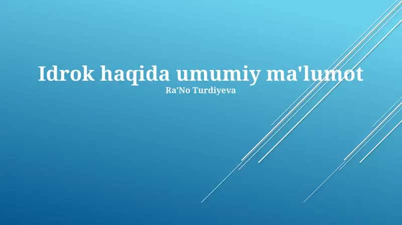 Idrok haqida umumiy ma'lumot 1