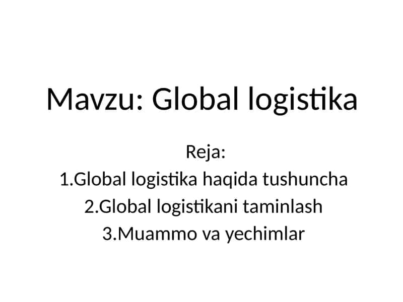 Global logistika 1