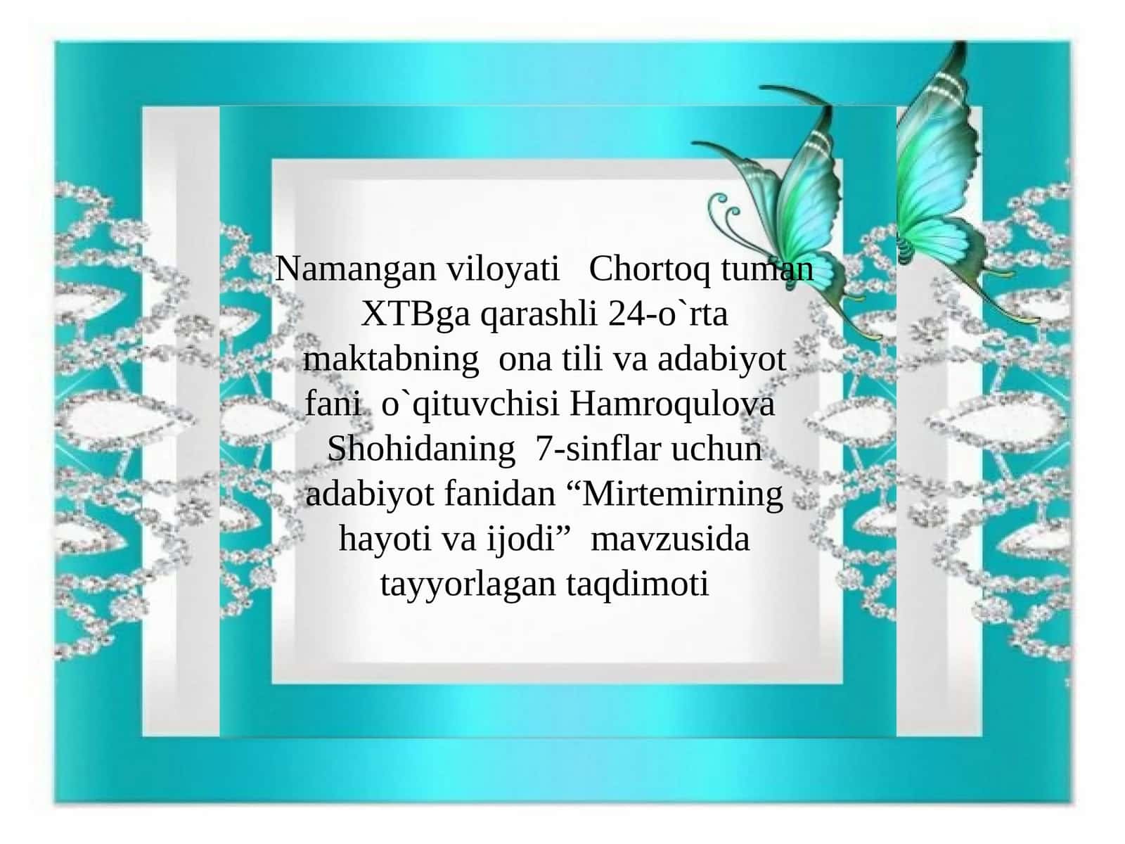 Mirtemirning hayoti va ijodi 1