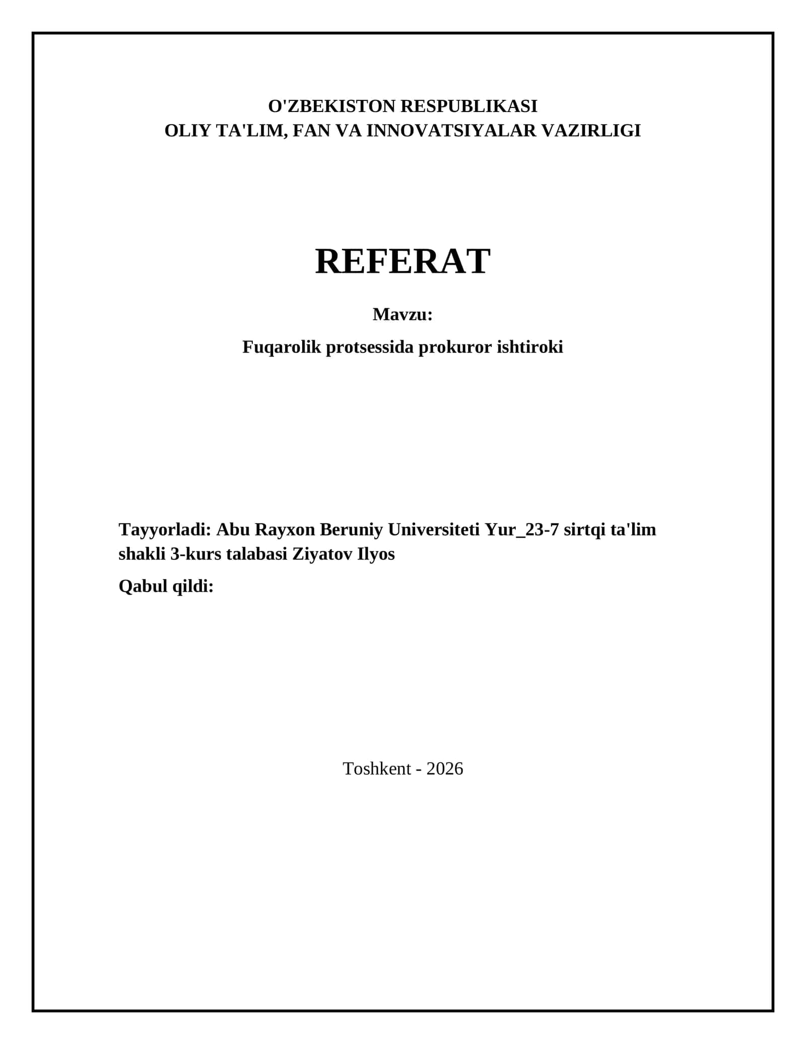 Fuqarolik protsessida prokuror ishtiroki 1