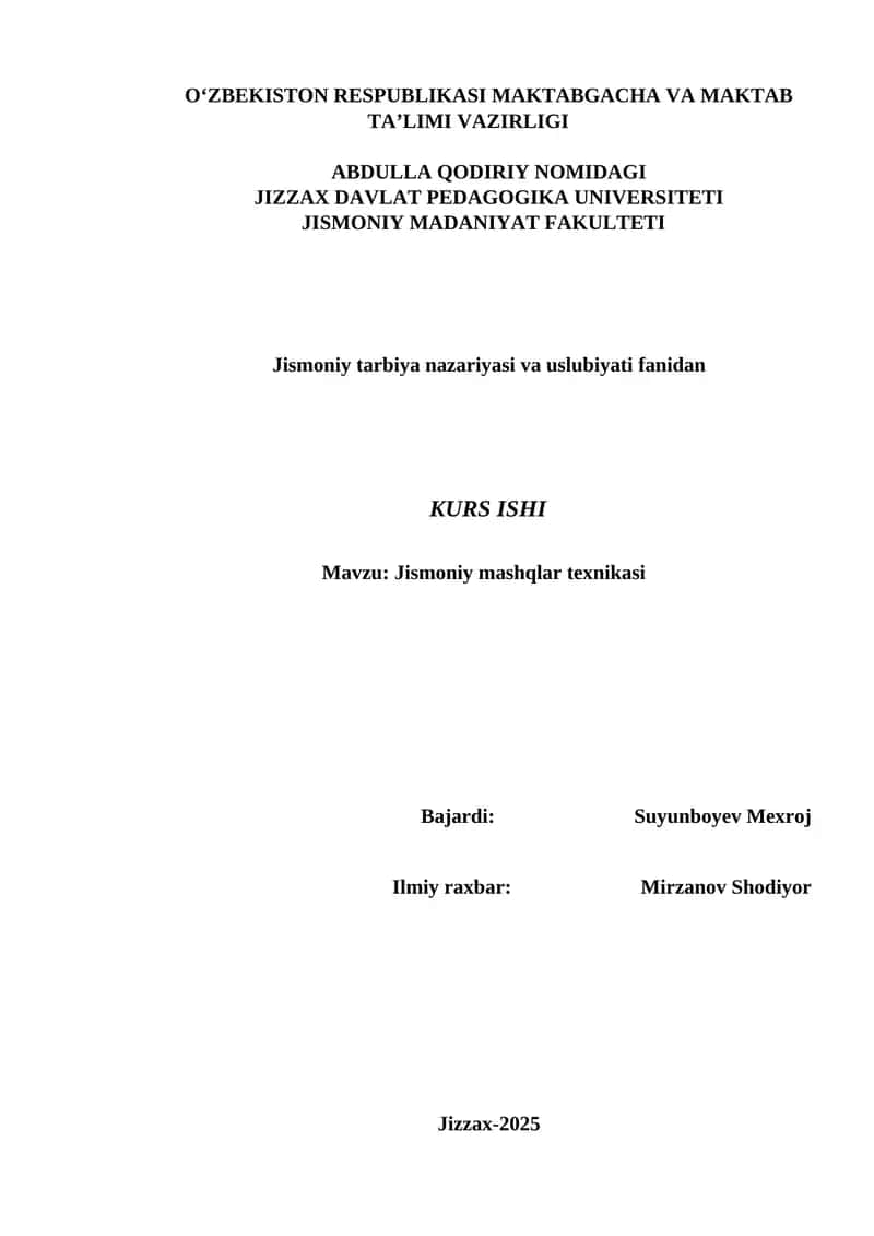Jismoniy mashqlar texnikasi 1