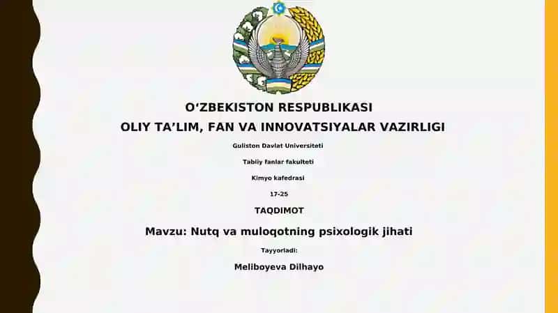 Nutq va muloqotning psixologik jihati