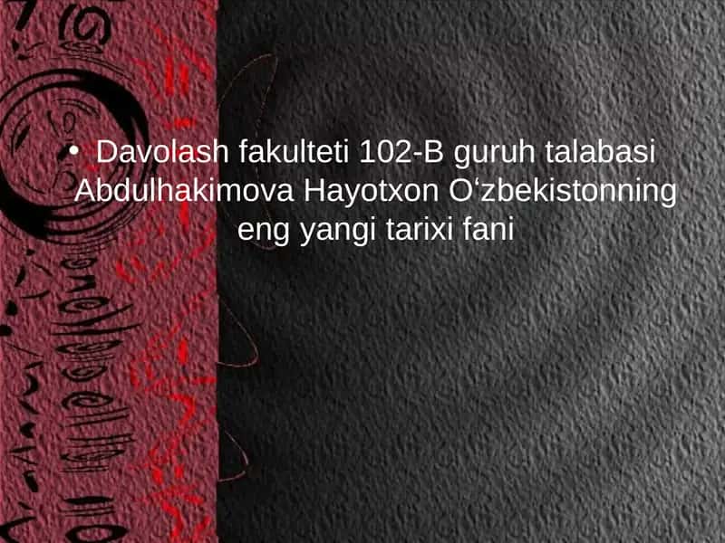 O'zbekistonning eng yangi tarixi fani 1