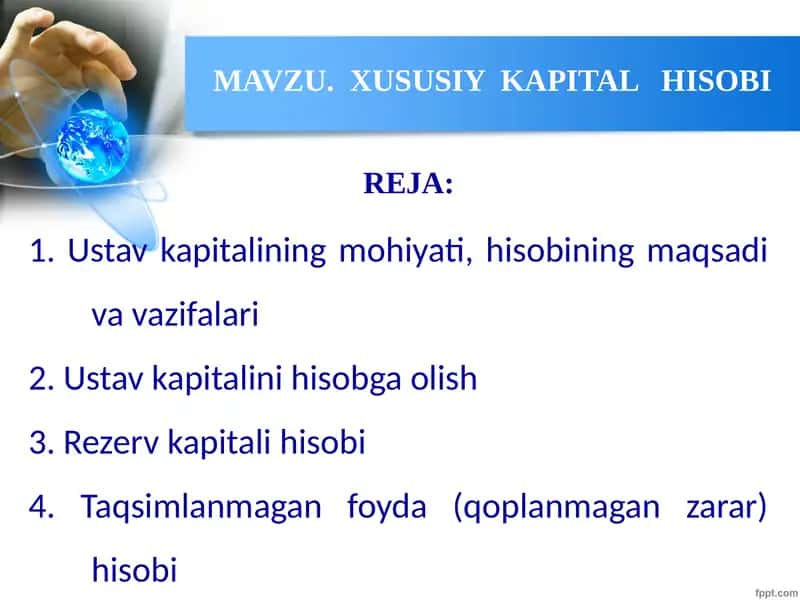 Xususiy Kapital Hisobi 1