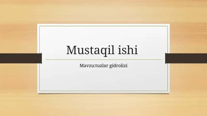 tuzlar gidrolizi 1