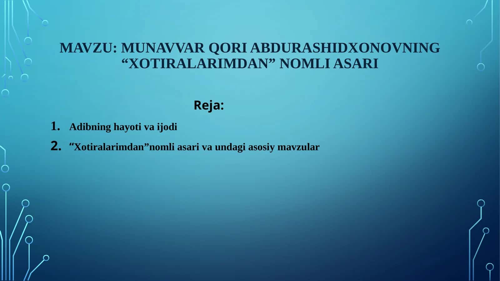 Munavvar qori abdurashidxonovning “Xotiralarimdan” nomli asari 1