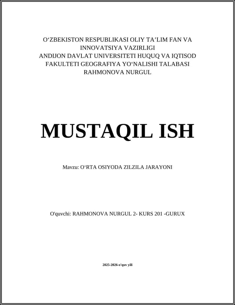 OʻRTA OSIYODA ZILZILA JARAYONI 1
