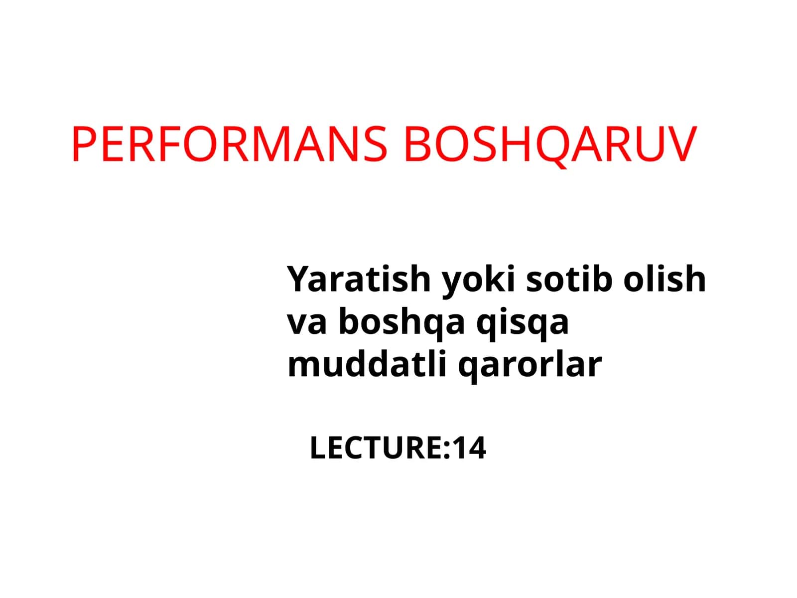 PERFORMANS BOSHQARUV 1