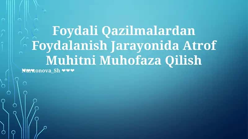 Atrof Muhitni Muhofaza Qilish 1