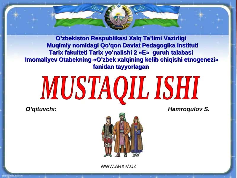 "O’zbek xalqining kelib chiqishi etnogenezi" 1