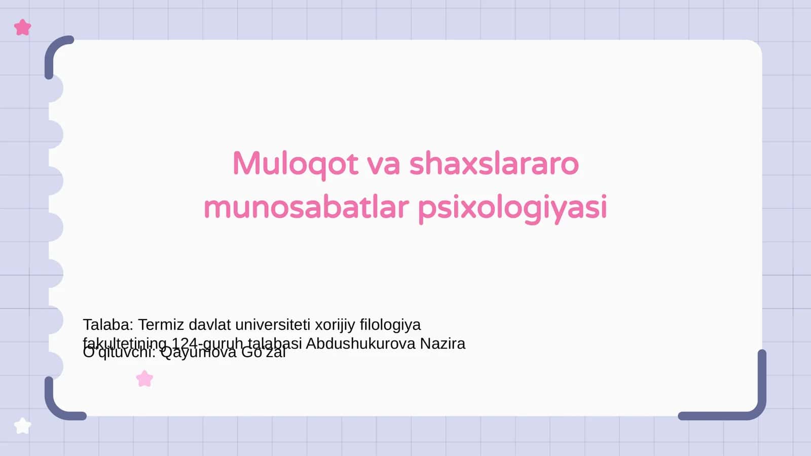 Muloqot va shaxslararo munosabatlar psixologiyasi 1