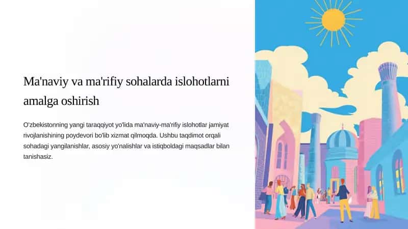 Ma'naviy va ma'rifiy sohalarda islohotlarni amalga oshirish 1