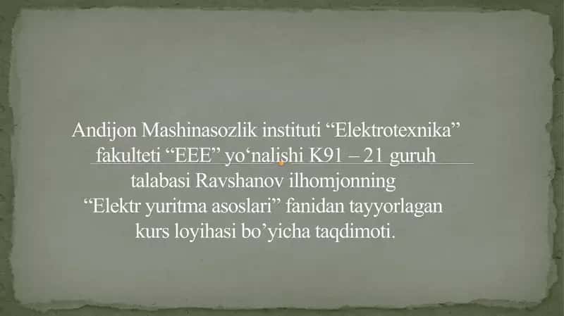 Elektr yuritma mexanikasi 1