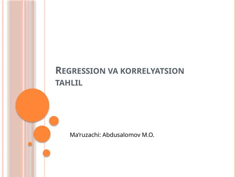 Regression va korrelyatsion tahlil 1