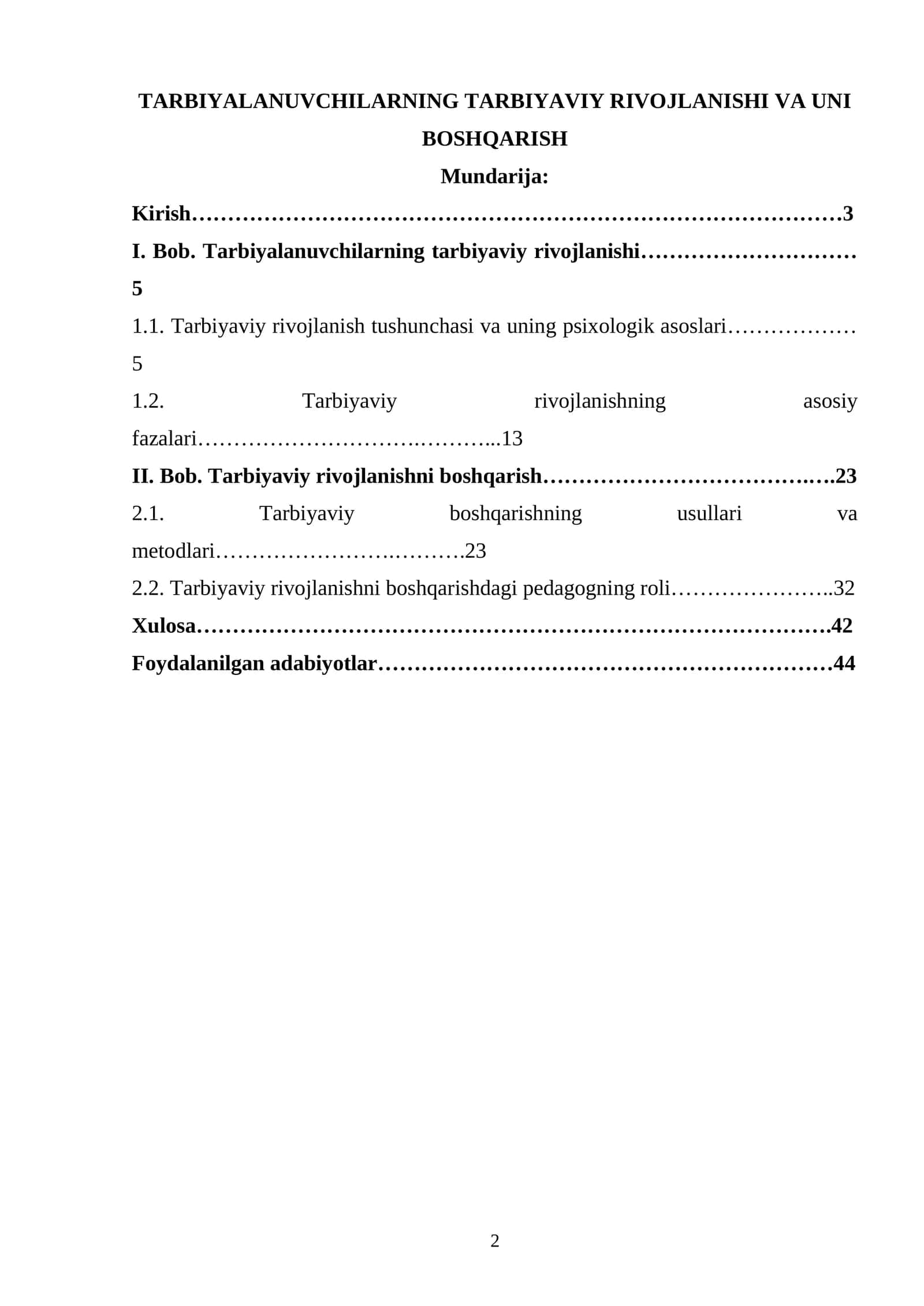 TARBIYALANUVCHILARNING TARBIYAVIY RIVOJLANISHI VA UNI BOSHQARISH 1